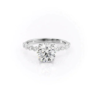 The Khloe Set  With A 5 Carat Round 18K White Gold Moissanite