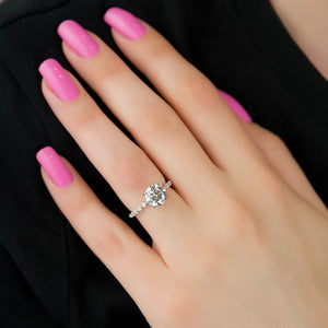 The Khloe Set With A 1 Carat Round 18K White Gold Lab Diamond