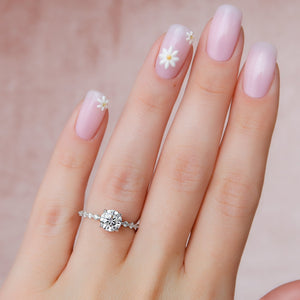 The Khloe Set With A 1 Carat Round 18K White Gold Lab Diamond