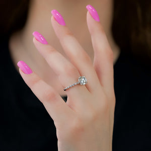 The Khloe Set With A 1 Carat Round 18K White Gold Lab Diamond