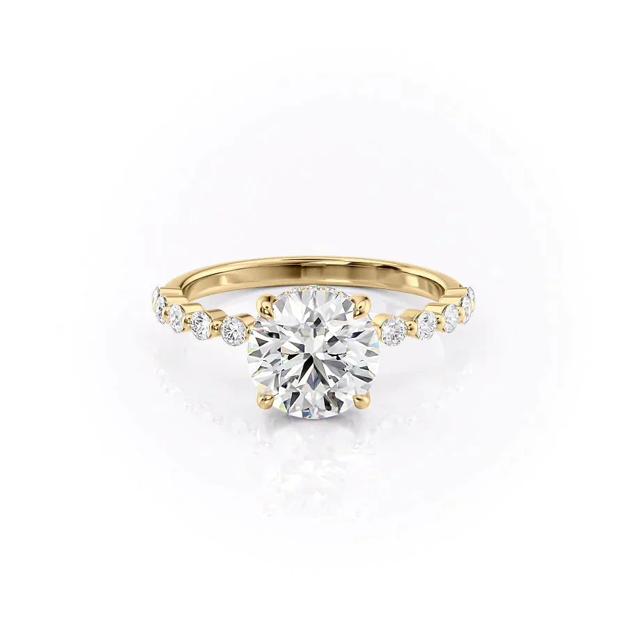 The Khloe Set With A 1 Carat Round 18K Yellow Gold Lab Diamond