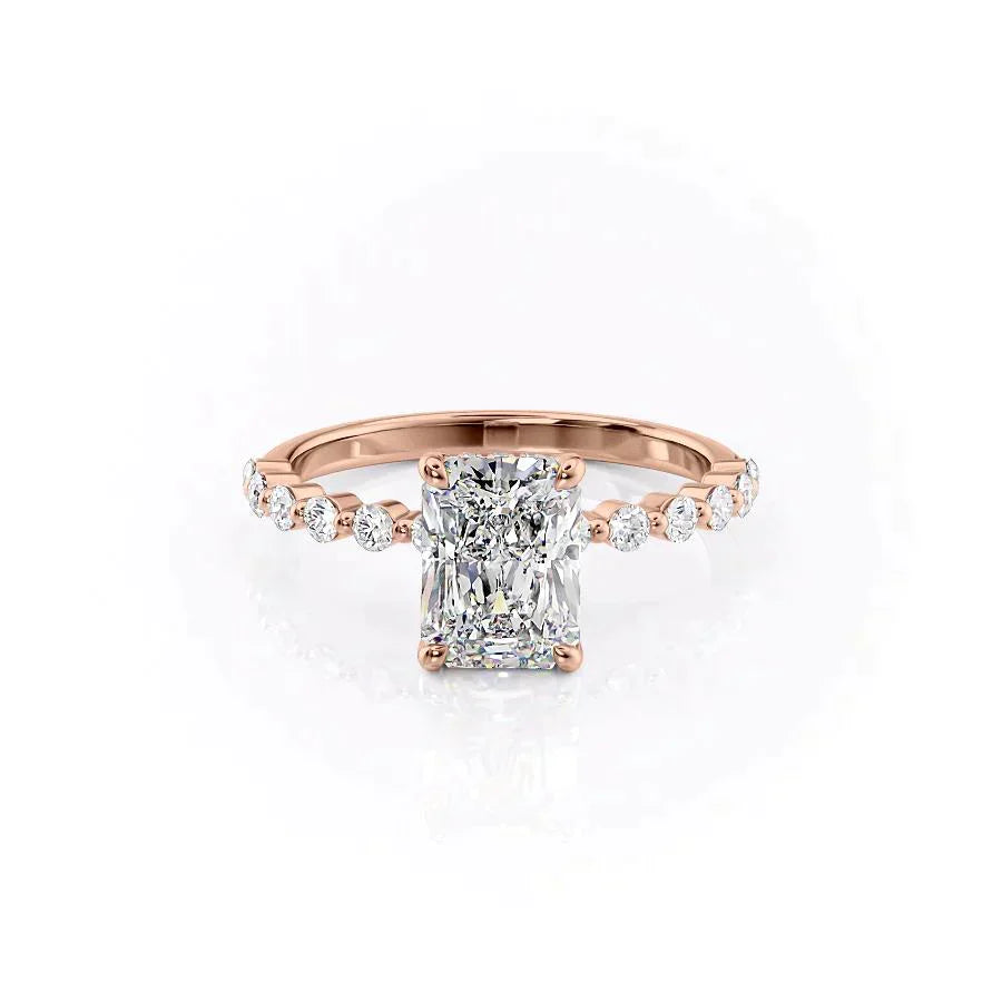 The Khloe Set With A 2.5 Carat Radiant 14K Rose Gold Lab Diamond
