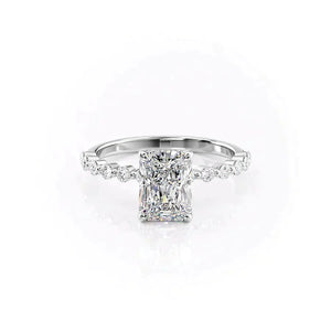 The Khloe Set  With A 1 Carat Radiant 14K White Gold Moissanite