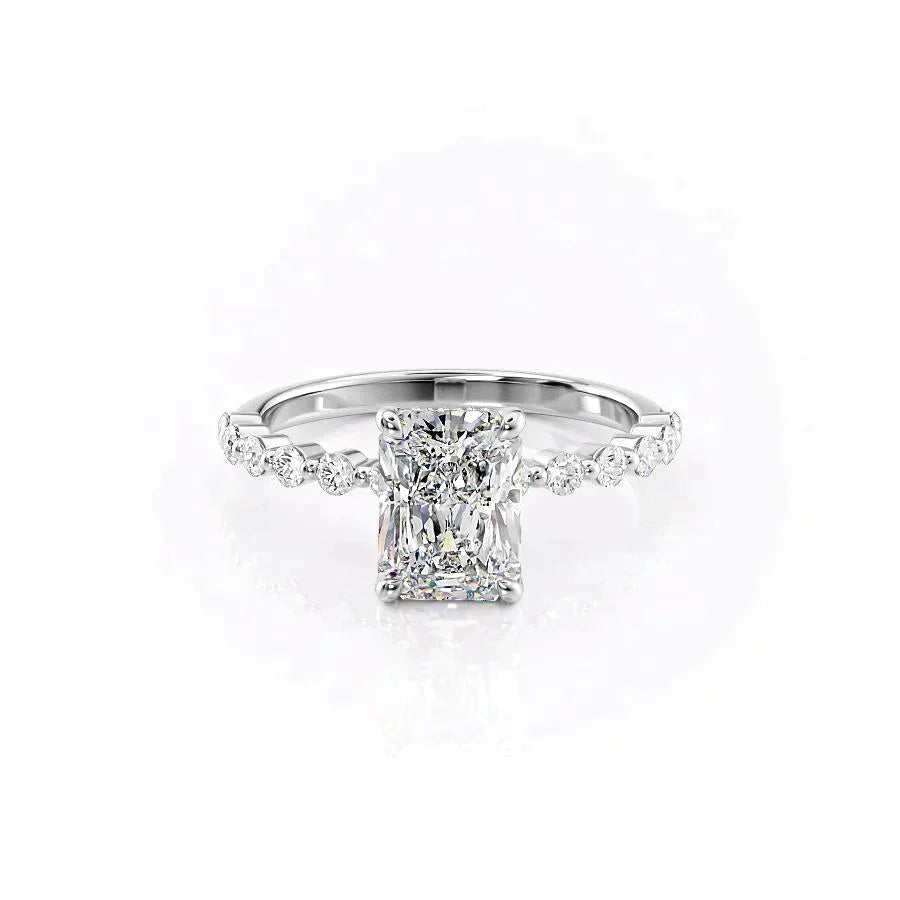 The Khloe Set With A 2 Carat Radiant 18K White Gold Lab Diamond