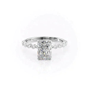 The Khloe Set  With A 3.5 Carat Radiant 18K White Gold Moissanite