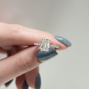 The Khloe Set With A 1 Carat Radiant 14K White Gold Lab Diamond