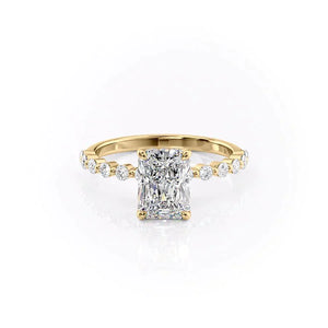 The Khloe Set With A 1 Carat Radiant 14K Yellow Gold Lab Diamond