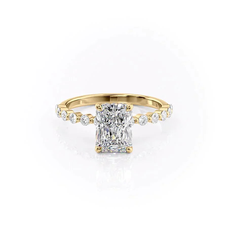 The Khloe Set  With A 3.5 Carat Radiant 18K Yellow Gold Moissanite