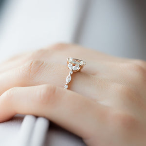 The Chelsea Set  With A 4.5 Carat Emerald 18K Rose Gold Moissanite