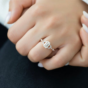 The Chelsea Set  With A 4.5 Carat Emerald 18K Rose Gold Moissanite