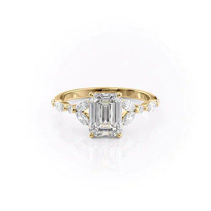 The Chelsea Set With A 2.5 Carat Emerald 18K Yellow Gold Lab Diamond