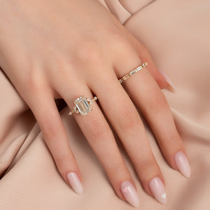 The Chelsea Set  With A 3 Carat Emerald 18K Yellow Gold Moissanite