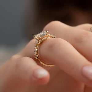 The Chelsea Set  With A 3 Carat Emerald 18K Yellow Gold Moissanite