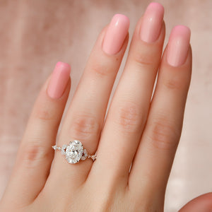 The Chelsea Set  With A 3 Carat Oval 14K Rose Gold Moissanite