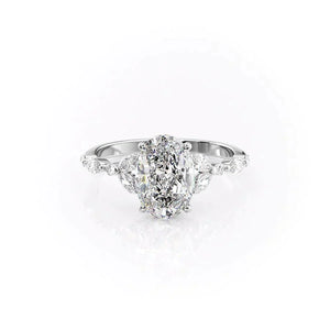 The Chelsea Set With A 2 Carat Oval 18K White Gold Lab Diamond