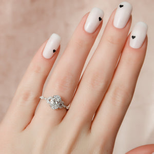 The Chelsea Set  With A 3 Carat Oval 14K White Gold Moissanite