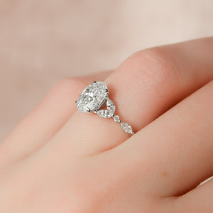 The Chelsea Set With A 1.5 Carat Oval 18K White Gold Lab Diamond