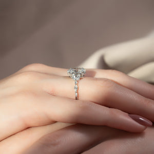 The Chelsea Set With A 1.5 Carat Oval 18K White Gold Lab Diamond