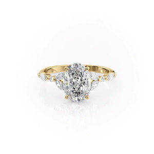 The Chelsea Set With A 1 Carat Oval 14K Yellow Gold Lab Diamond