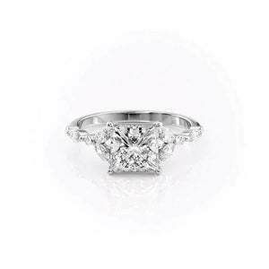 The Chelsea Set  With A 3 Carat Princess 18K White Gold Moissanite