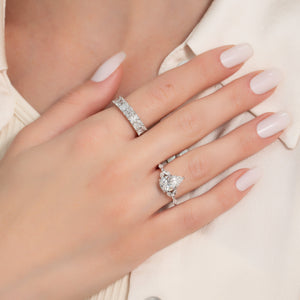 The Chelsea Set  With A 3 Carat Pear 18K White Gold Moissanite