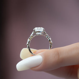 The Chelsea Set  With A 3 Carat Pear 18K White Gold Moissanite