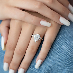The Chelsea Set  With A 3 Carat Pear 18K White Gold Moissanite