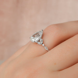 The Chelsea Set  With A 3 Carat Pear 18K White Gold Moissanite