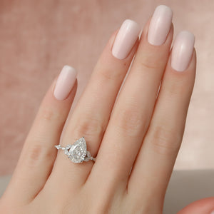 The Chelsea Set  With A 3 Carat Pear 18K White Gold Moissanite
