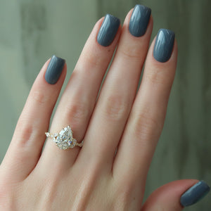 The Chelsea Set  With A 3 Carat Pear 14K Yellow Gold Moissanite