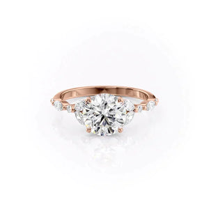 The Chelsea Set  With A 3.5 Carat Round 14K Rose Gold Moissanite