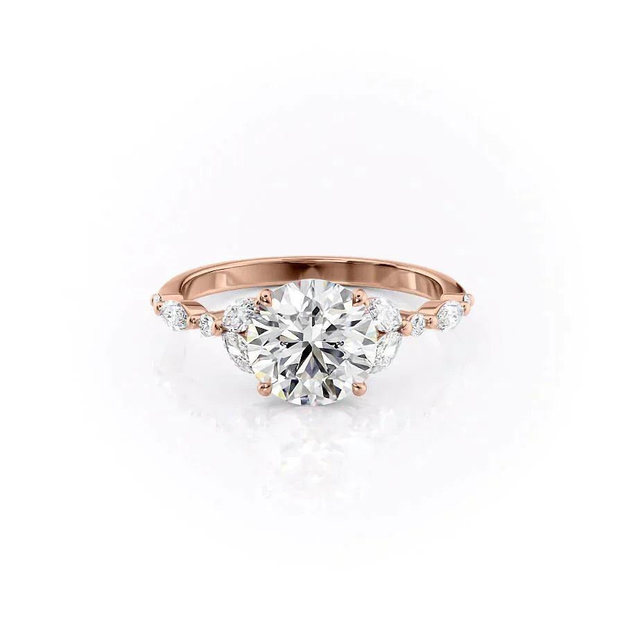 The Chelsea Set  With A 1.5 Carat Round 14K Rose Gold Moissanite