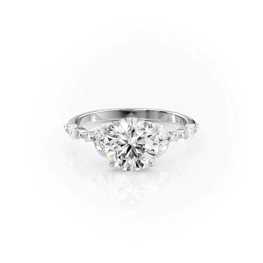 The Chelsea Set With A 3 Carat Round 14K White Gold Lab Diamond
