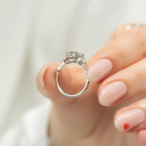 The Chelsea Set  With A 3 Carat Round 14K White Gold Moissanite