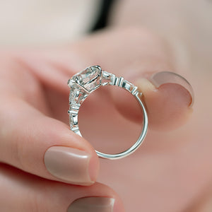 The Chelsea Set  With A 3 Carat Round 14K White Gold Moissanite