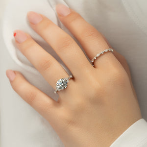 The Chelsea Set  With A 3 Carat Round 14K White Gold Moissanite