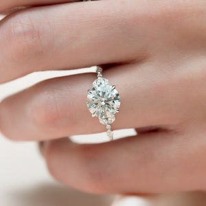 The Chelsea Set  With A 3 Carat Round 14K White Gold Moissanite