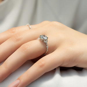 The Chelsea Set  With A 3 Carat Round 14K White Gold Moissanite