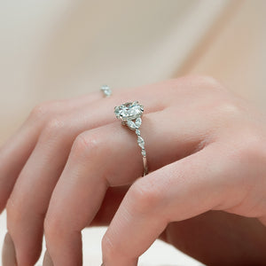 The Chelsea Set  With A 3 Carat Round 14K White Gold Moissanite