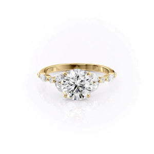 The Chelsea Set  With A 1.5 Carat Round 14K Yellow Gold Moissanite