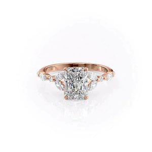 The Chelsea Set With A 2 Carat Radiant 14K Rose Gold Lab Diamond