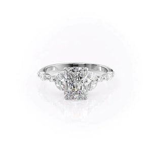 The Chelsea Set With A 2 Carat Radiant 18K White Gold Lab Diamond