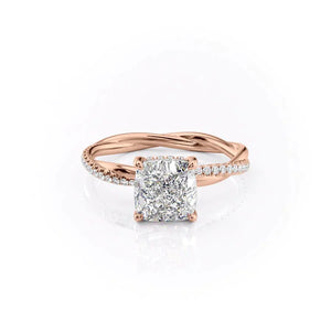 The Stacey Set With A 1 Carat Cushion 14K Rose Gold Lab Diamond
