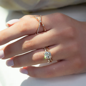 The Stacey Set With A 1 Carat Cushion 14K Rose Gold Lab Diamond