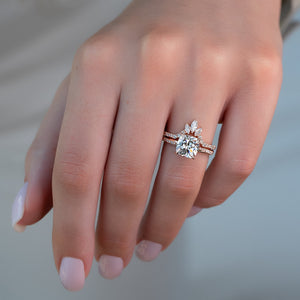 The Stacey Set With A 1 Carat Cushion 14K Rose Gold Lab Diamond