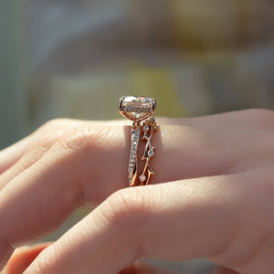 The Stacey Set With A 1 Carat Cushion 14K Rose Gold Lab Diamond