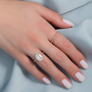 The Stacey Set  With A 3 Carat Emerald 14K Rose Gold Moissanite