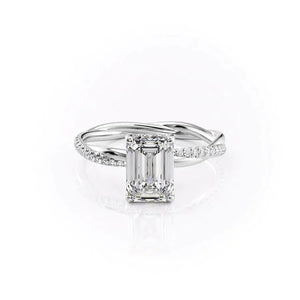 The Stacey Set With A 1 Carat Emerald 18K White Gold Lab Diamond