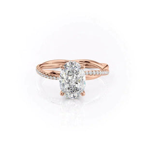 The Stacey Set  With A 1.5 Carat Oval 14K Rose Gold Moissanite