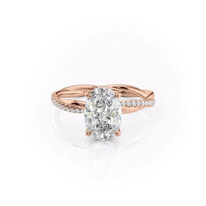 The Stacey Set  With A 1.5 Carat Oval 18K Rose Gold Moissanite